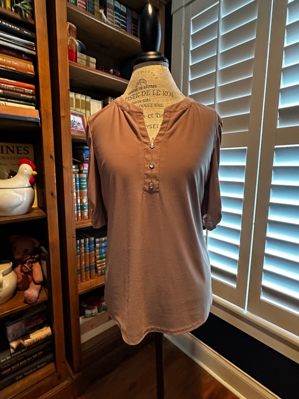 PerSeption Concept Dusty Mauve V-Neck Button Tunic